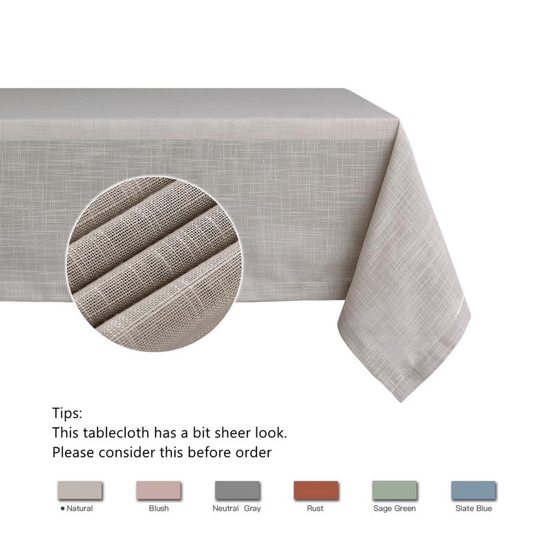 maxmill Lux Faux Linen Tablecloth with Slubby Yarn Textured Weaves Wrinkle Free Anti-Shrink Soft Table Cloth for Kitchen Dining Tabletop for Outdoor and Indoor Use Rectangle 60 x 84 Inch Natural - Image 5